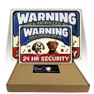 Dog Lovers,Dog Mom,Dog Dad,Funny - Warning Area Patrolled By 24 Hr Security 3D Effect Dogs - Personalized Classic Metal Signs