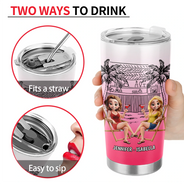 Gift For Bestie,Summer,Beach,Happy - Warning The Girls Are Drinking Again Beach - Personalized Tumbler