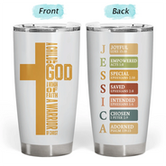 Christian,Christmas,Gift For Yourself - Warrior Of God Cross Bible Verse - Personalized Tumbler