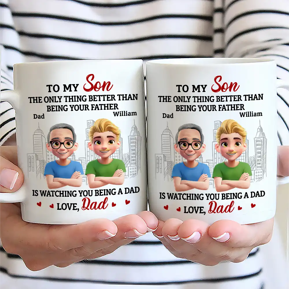 Daughters,Dad,Sons,Children - Watching You Being A Mom Dad To Daughter - Personalized Mug
