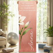 Gift For Yourself,Gift For Women,Yoga,Healing,Icon - Watercolor Birth Flower With Name - Personalized Yoga Mat