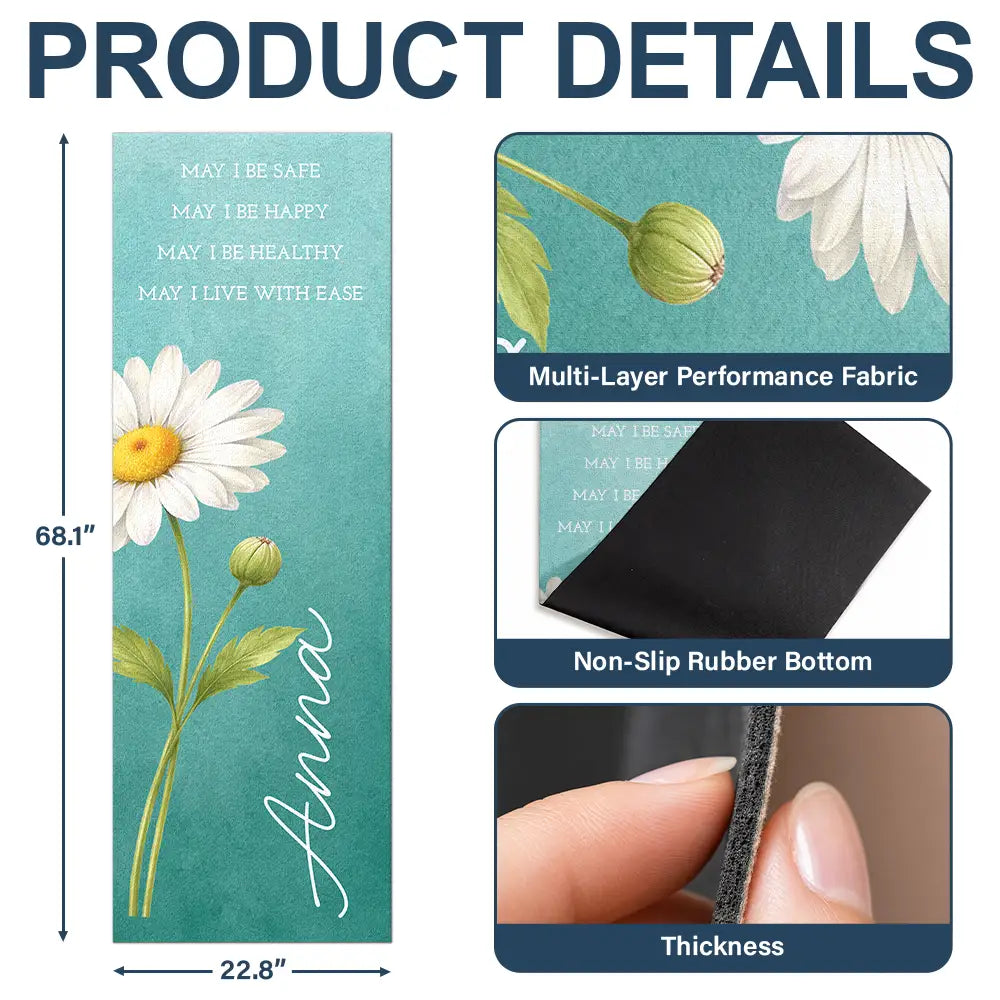 Gift For Yourself,Gift For Women,Yoga,Healing,Icon - Watercolor Birth Flower With Name - Personalized Yoga Mat