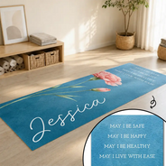 Gift For Yourself,Gift For Women,Yoga,Healing,Icon - Watercolor Birth Flower With Name - Personalized Yoga Mat