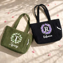 Gift For Wife,Gift For Girlfriend,Gift For Yourself,Gift For Aunt,Gift For Women,Gift For Mother,Gift For Grandma,Gift For Daughter,Gift For Sisters,Gift For Bestie,Gifts For Colleagues - Watercolor Birth Flower Wreath - Personalized Corduroy Tote Bag
