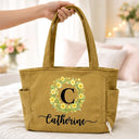 Gift For Wife,Gift For Girlfriend,Gift For Yourself,Gift For Aunt,Gift For Women,Gift For Mother,Gift For Grandma,Gift For Daughter,Gift For Sisters,Gift For Bestie,Gifts For Colleagues - Watercolor Birth Flower Wreath - Personalized Corduroy Tote Bag