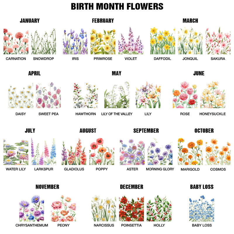 Birth Month Flower Watercolor Blooming In Love - Personalized Makeup Box With LED Mirror