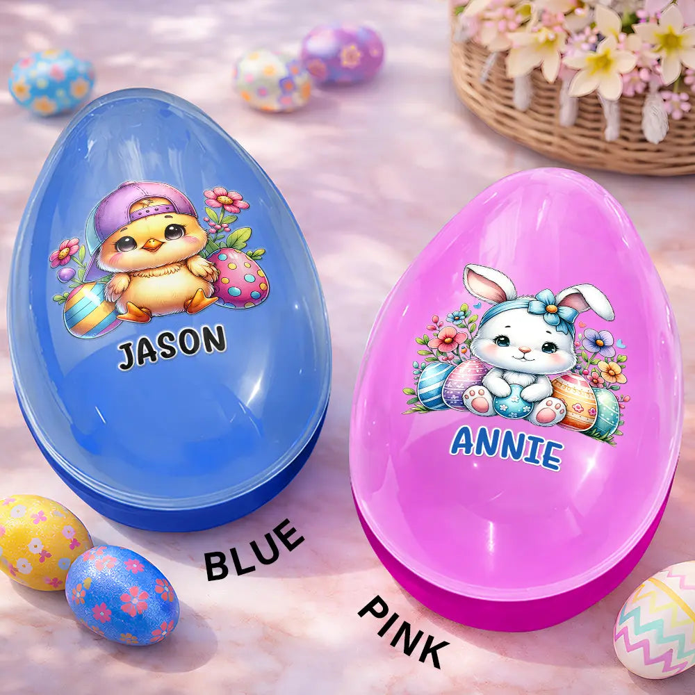 Easter,Happy,Gift For Kids,Parents - Watercolor Bunny Chick - Personalized Fillable Egg