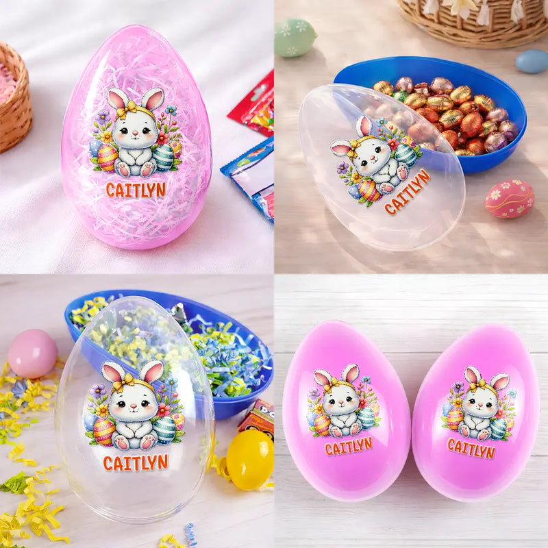 Easter,Happy,Gift For Kids,Parents - Watercolor Bunny Chick - Personalized Fillable Egg