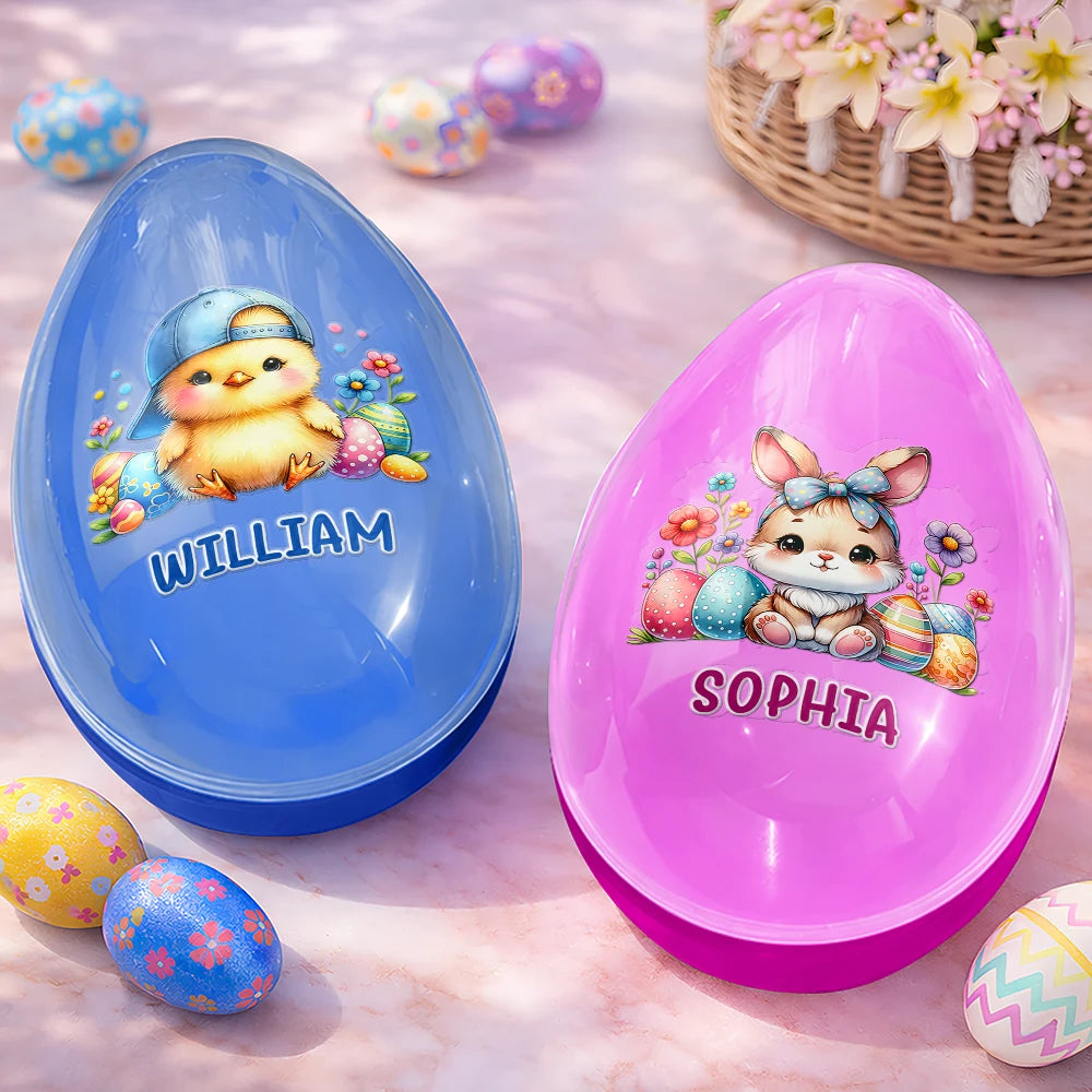 Easter,Happy,Gift For Kids,Parents - Watercolor Bunny Chick - Personalized Fillable Egg