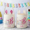 Easter,Gift For Kids,Grandma - Grandkids,Gift For Grandkids,Grandpa - Grandkids,Dad - Children,Mom - Children,Happy - Watercolor Easter Bunny And Alphabet Letters - Personalized Bunny Ears Bucket Bag