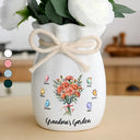 Gift For Grandma,Gift For Mother,Gift For Women,Happy,Top Market - Watercolor Grandma's Garden Blooming With Love - Personalized Ribbon Tie Flower Vase