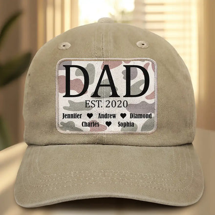 We Love You Dad - Personalized Vintage Washed Denim Cap