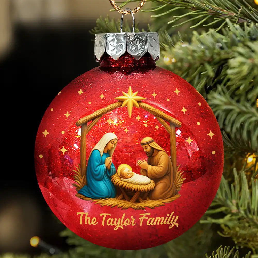 We Believe Nativity Family 2025 - Personalized Ball Ornament