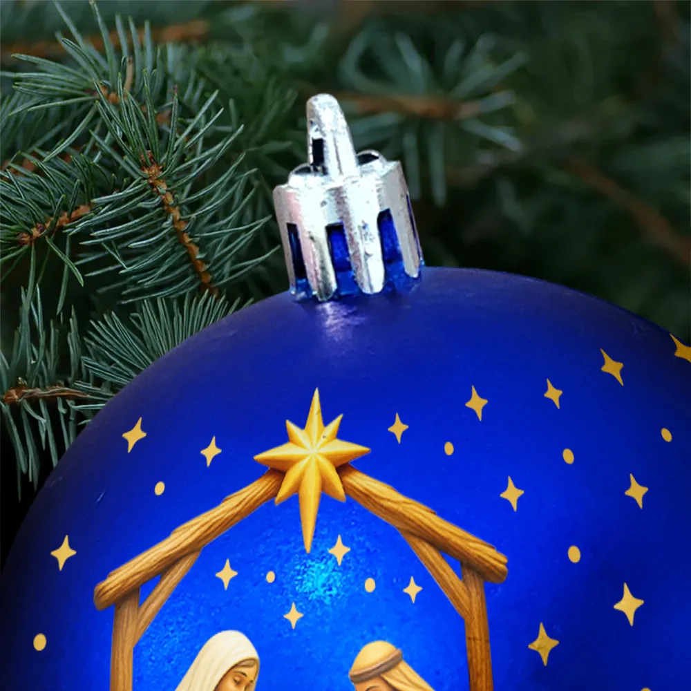Christmas,Christian,Family - We Believe Nativity Family 2025 - Personalized Ball Ornament