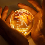 Sport Dad,Gift For Father,Baseball,Happy - We Caught The Best Dad Papa Baseball - Personalized Crystal Globe Lamp