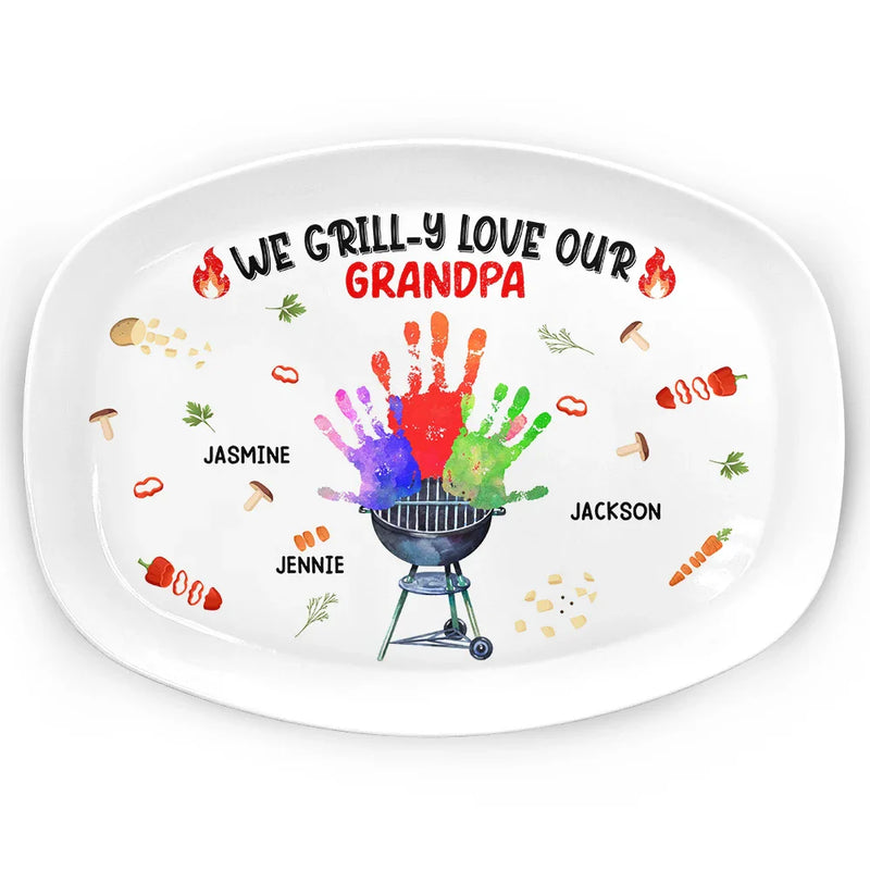 Gift For Grandpa,Gift For Father,Funny,Grilling - We Grill-y Love - Personalized Plate