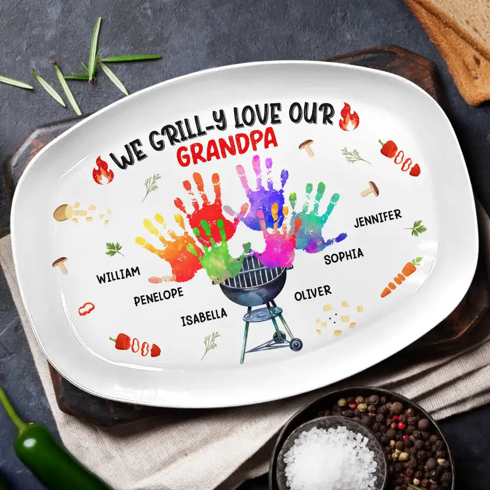 Gift For Grandpa,Gift For Father,Funny,Grilling - We Grill-y Love - Personalized Plate