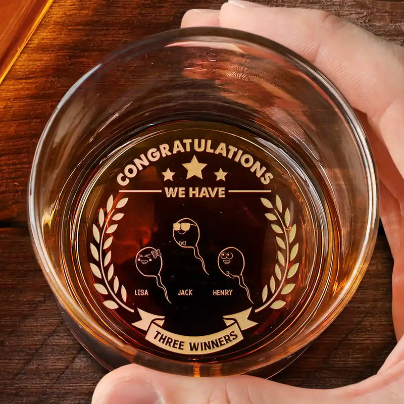 Gift For Men,Gift For Husband,Gift For Father,Happy - We Have Two Winners - Personalized Engraved Whiskey Glass