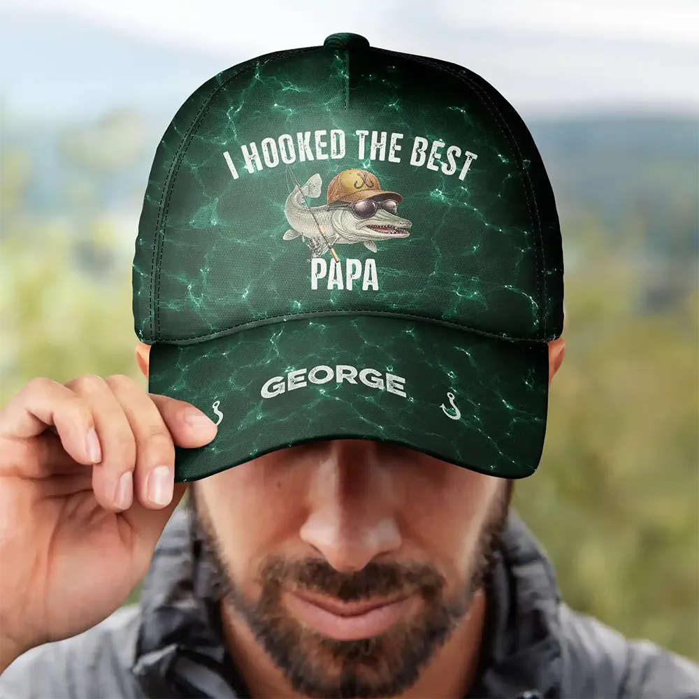 Gift For Father,Fishing,Humorous,Icon - We Hooked The Best Dad Grandpa - Personalized Classic Cap