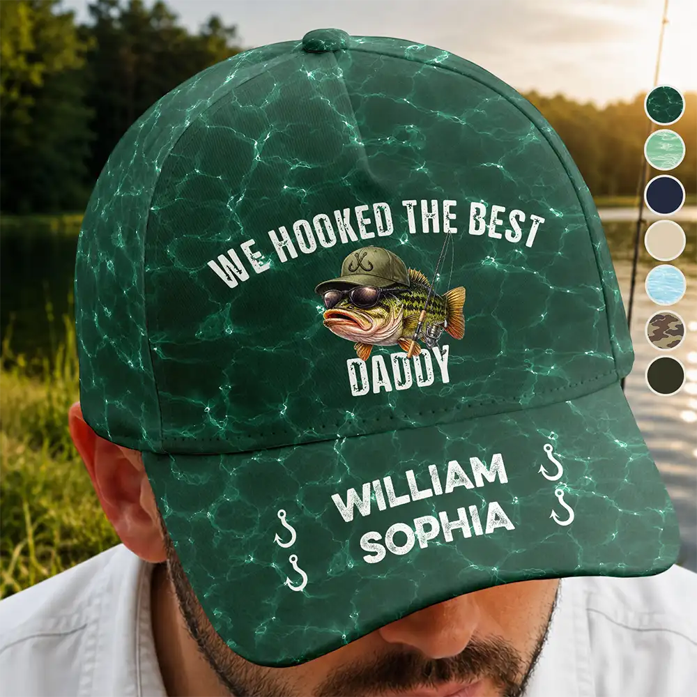 Gift For Father,Fishing,Humorous,Icon - We Hooked The Best Dad Grandpa - Personalized Classic Cap