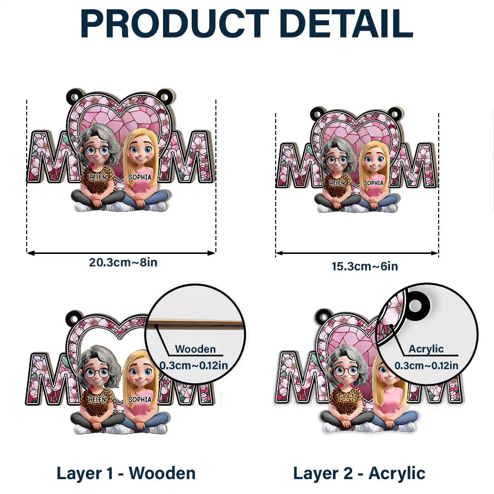 Gift For Mother,Mom - Daughters (Adult),Gift For Daughter,Happy - We Love You Mom Mother Daughter - Personalized Window Hanging Suncatcher Ornament