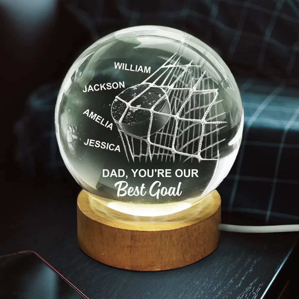 Sport Dad,Hockey,Gift For Father,Happy - We Scored The Best Dad Papa Hockey - Personalized Crystal Globe Lamp