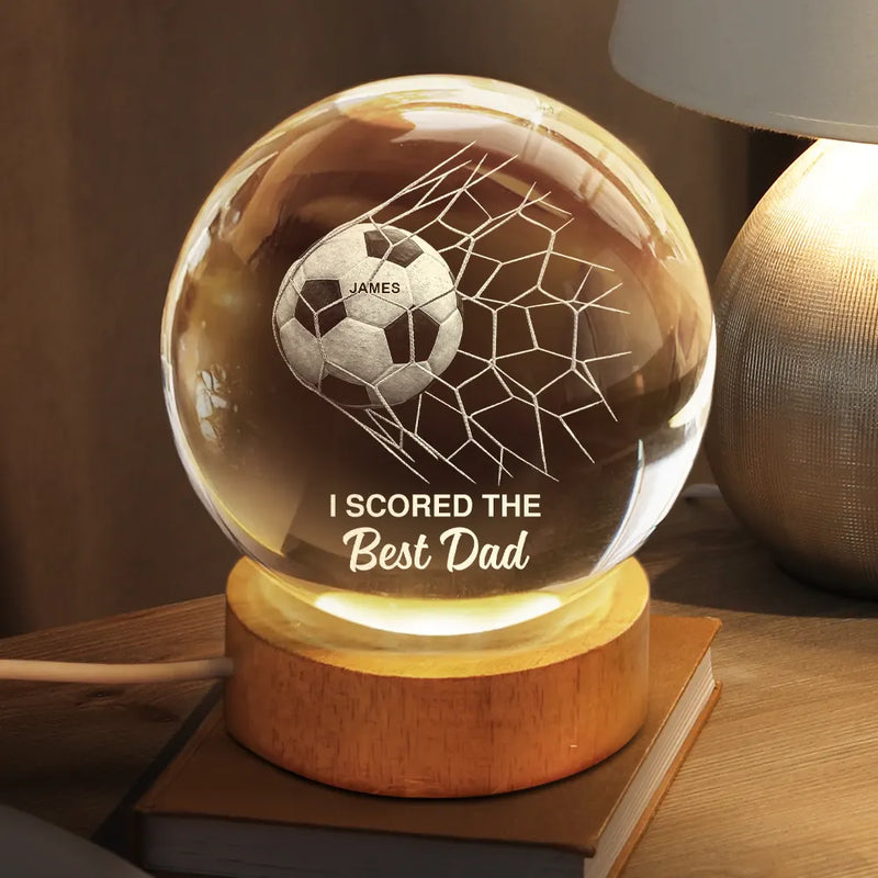 Sport Dad,Gift For Father,Football (Soccer),Happy - We Scored The Best Dad Papa Soccer Football - Personalized Crystal Globe Lamp