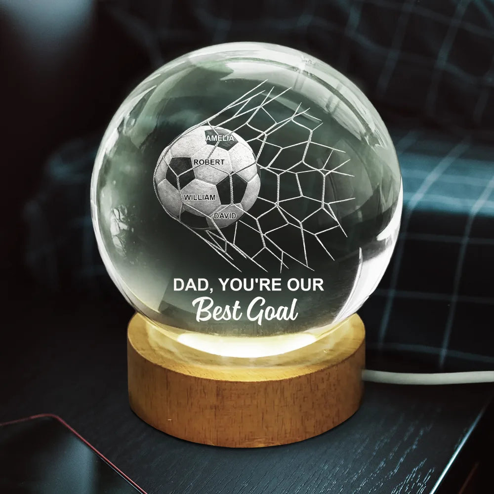 Sport Dad,Gift For Father,Football (Soccer),Happy - We Scored The Best Dad Papa Soccer Football - Personalized Crystal Globe Lamp