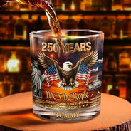 Independence Day,Gift For Men,Gift For Yourself,Proud - We The People 250 Years - Personalized Whiskey Glass