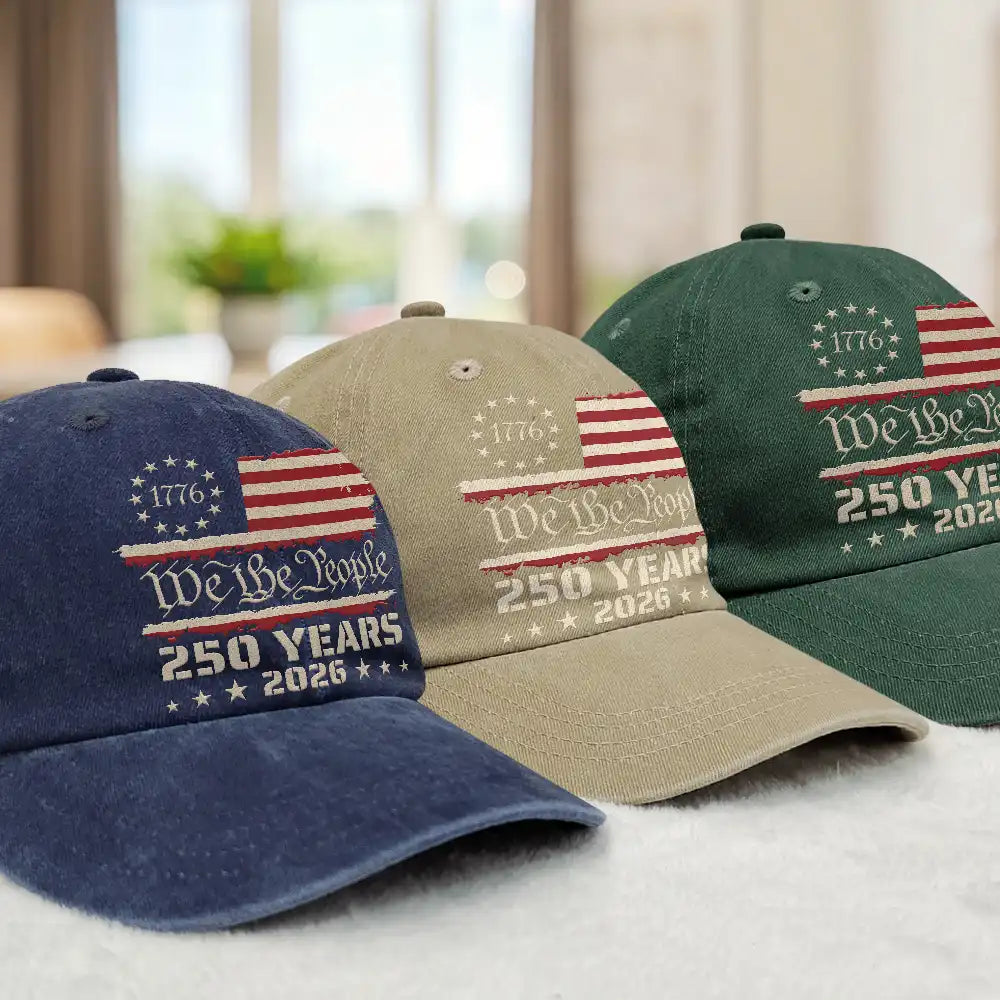Independence Day,America 250th,Gift For Yourself,Happy,No Custom,Gift For Women,Gift For Men - We The People 250 Years 1776 - Vintage Washed Denim Cap