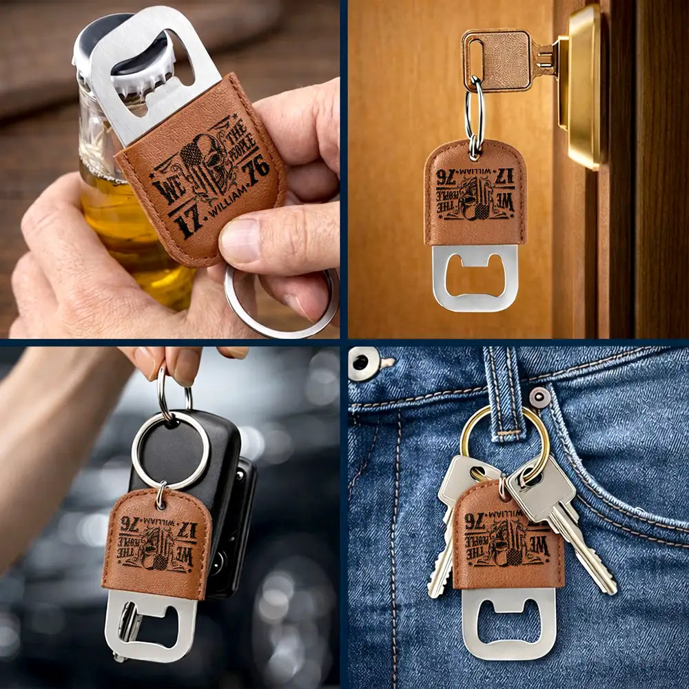 Independence Day,America 250th,Gift For Men,Gift For Boyfriend,Gift For Husband,Gift For Uncle,Gift For Grandpa,Gift For Father,Gift For Son - We The People America 250 Years Of Freedom - Personalized Leather Bottle Opener Keychain