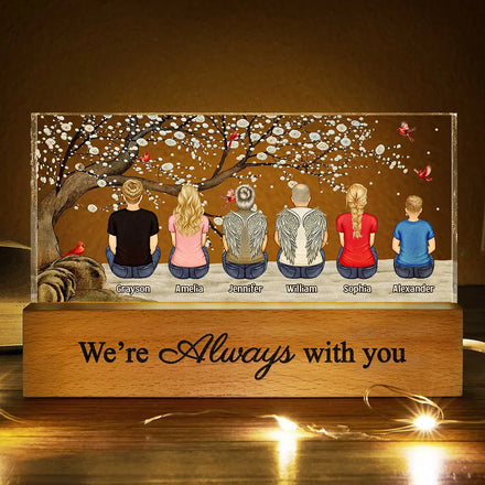 We're Always With You Memorial Family - Personalized Rectangle LED Light
