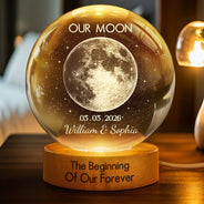 Anniversary,Christmas,Married Couple,Romantic,Gift For Couples,Moon Phase - Moon Phase The Night We Get Married Couple Anniversary - Personalized Crystal Globe Lamp