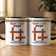 Christmas,Crossword,Gift For Colleagues,Happy,Top Market - Gift For Work Bestie - Personalized Crossword Retro Mug