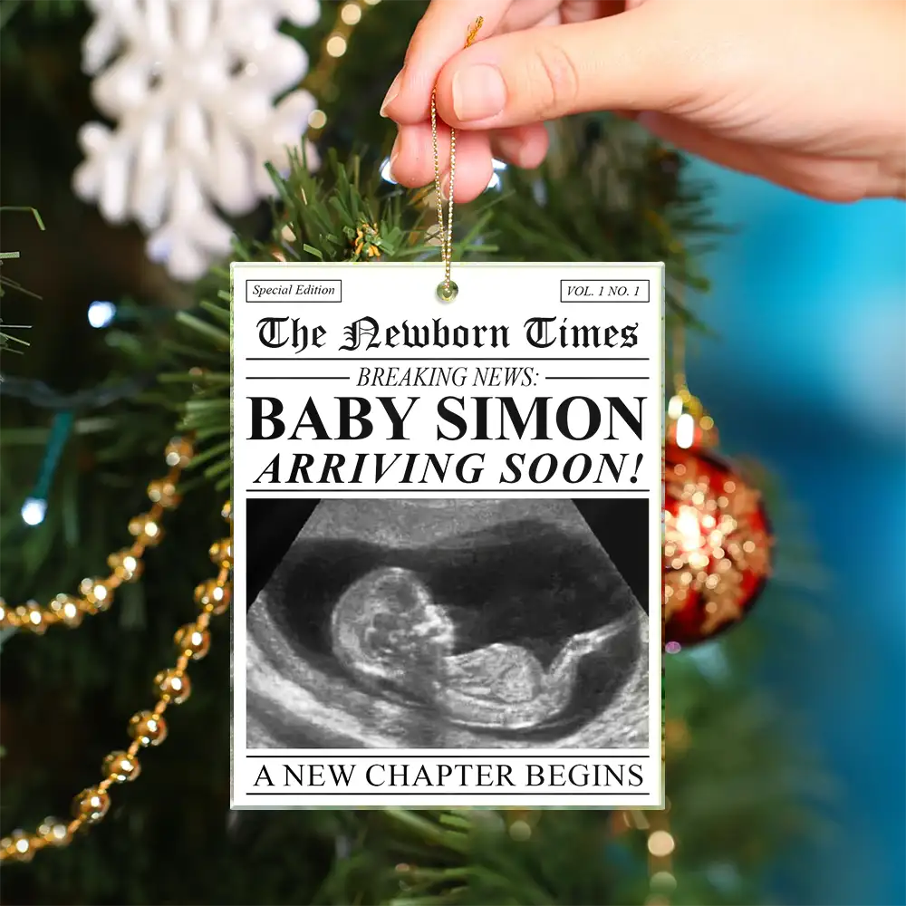 Adorable,Gifts For Her,Christmas,Custom Photo,Gift For Mother,Pregnant Mom,Upload Full Photo - Custom Photo Baby Expecting The New Baby Times - Personalized Custom Shaped Acrylic Ornament