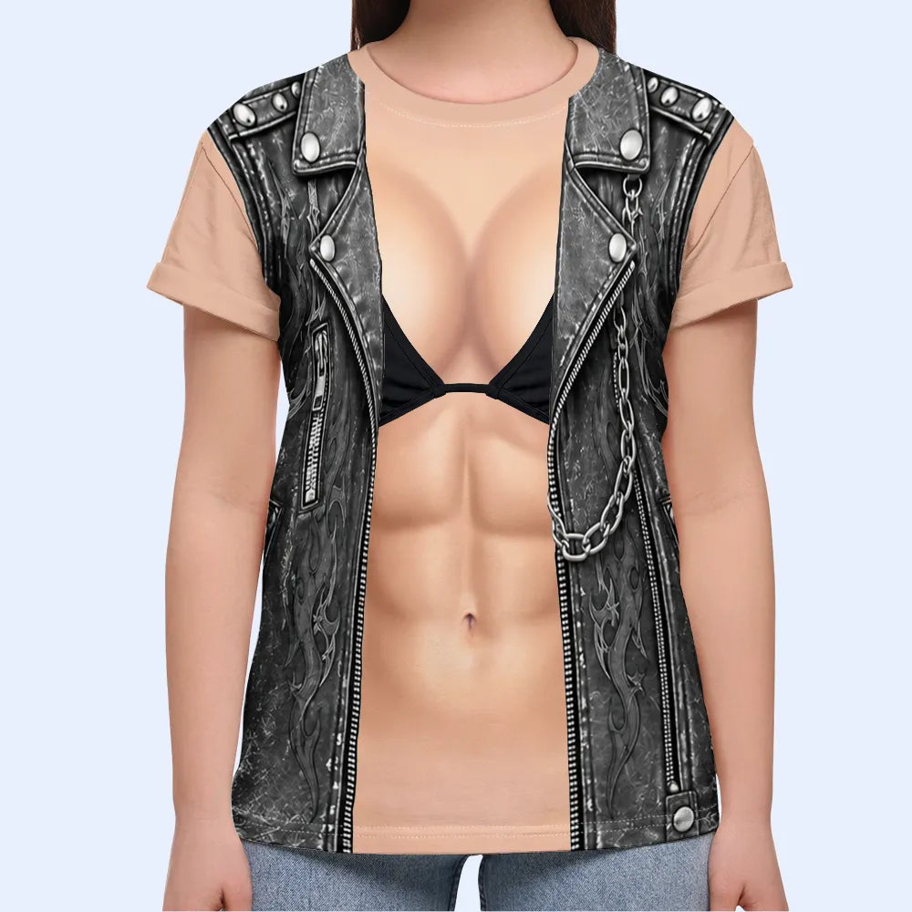 Gift For Couples, Humorous, Icon, Motorcycle, Old Couples, Top Market - Matching Costume For Couples - Personalized 3D Print Biker Outfit Full Print T Shirt