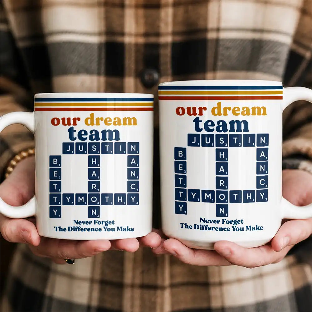 Christmas,Crossword,Gift For Colleagues,Happy,Top Market - Gift For Work Bestie - Personalized Crossword Retro Mug