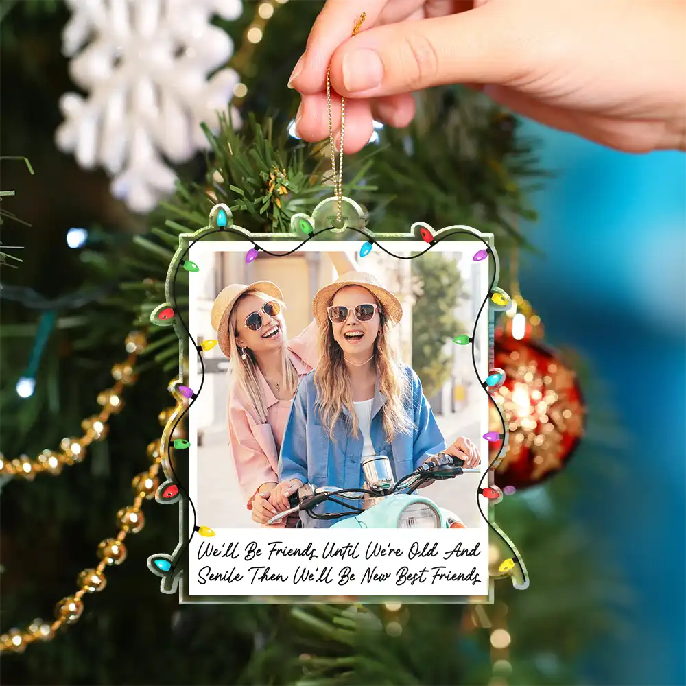 Christmas,Custom Photo,Gift For Cousin,Gift For Sibling,Gift For Sister,Sentimental,Top Market,Upload Full Photo - Christmas Gift For Sisters - Personalized Custom Photo Polaroid Acrylic Ornament