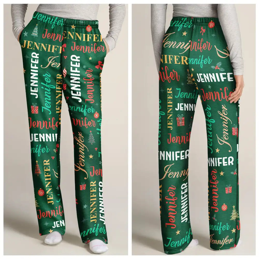 Christmas, Custom Text, Family, Happy - Matching Christmas Gift For Family - Personalized Member Names Holiday Pajama Pants