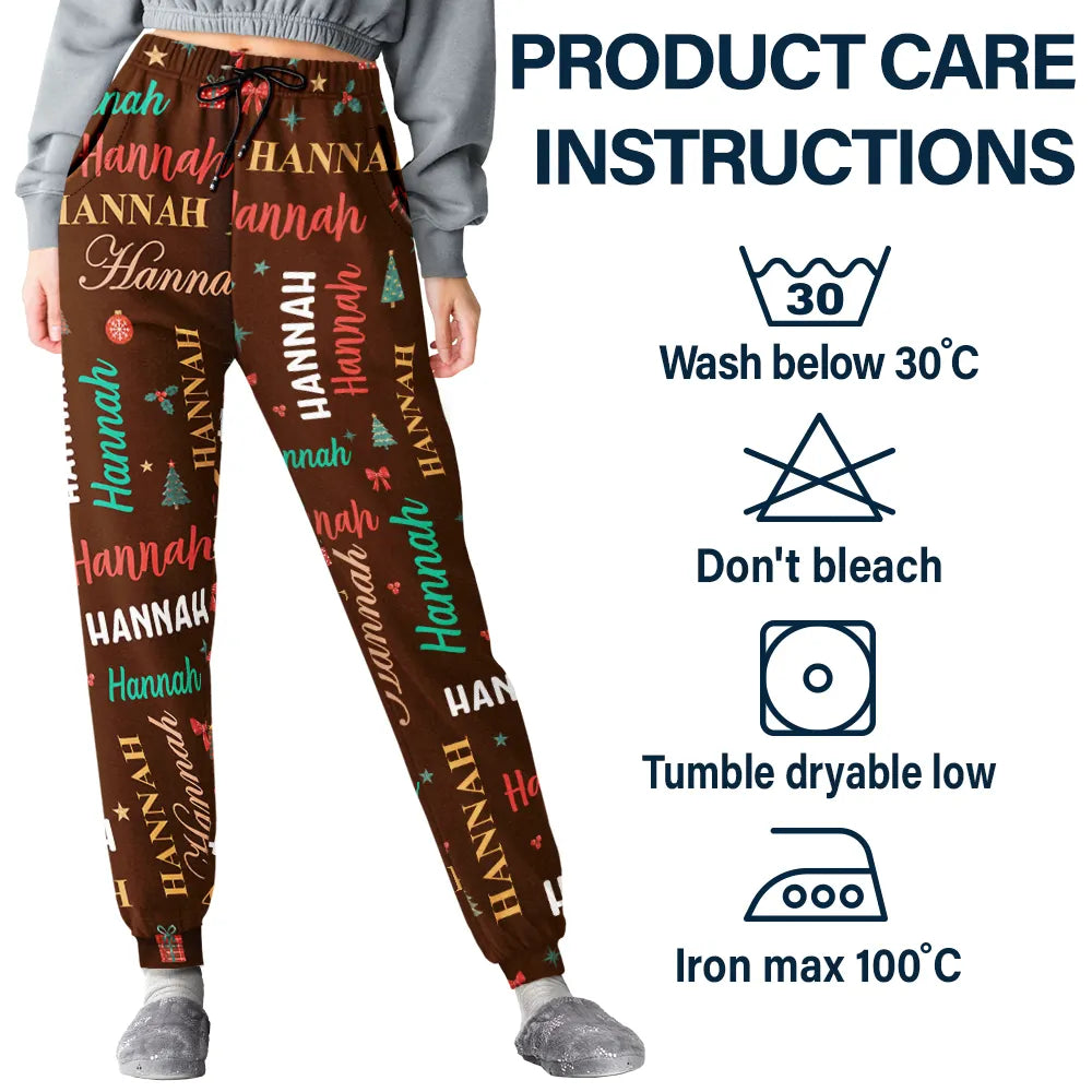 Christmas, Custom Text, Family, Happy - Matching Christmas Gift For Family - Personalized Member Names Holiday Pajama Pants