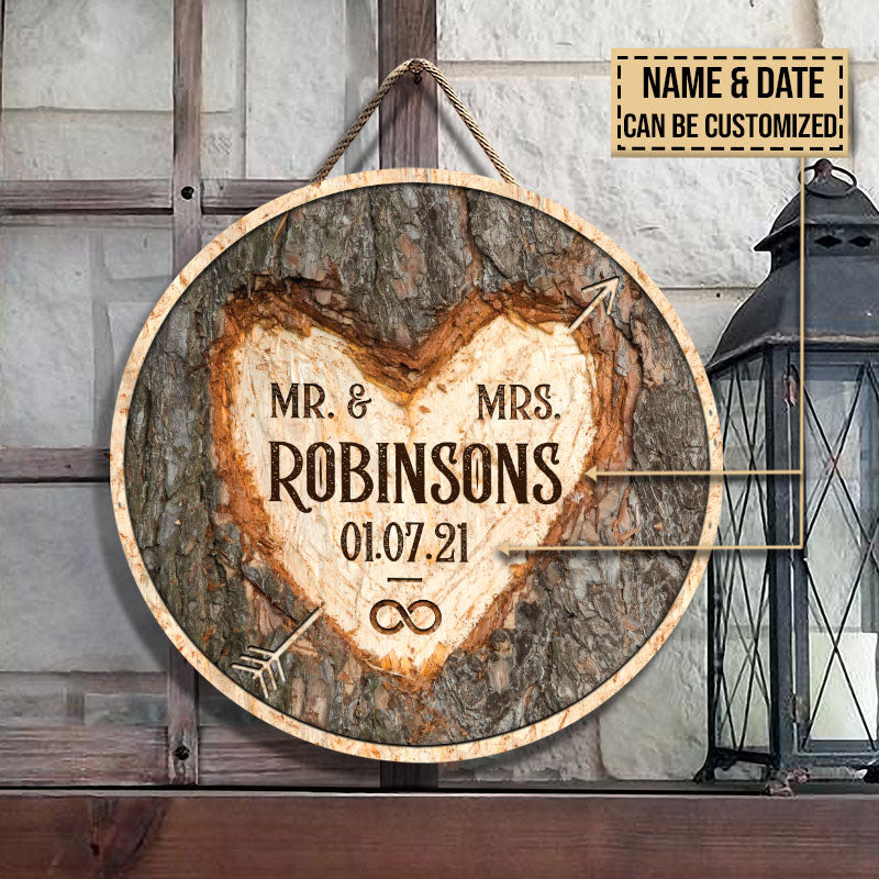 Wedding Mr & Mrs Forever Custom Wood Circle Sign