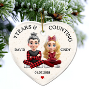 Love, Gift For Couples, Gift For Husband, Gift For Wife, Christmas, Wedding Anniversary, Married - Wedding Anniversary Many Years And Couting - Personalized Heart Ceramic Ornament