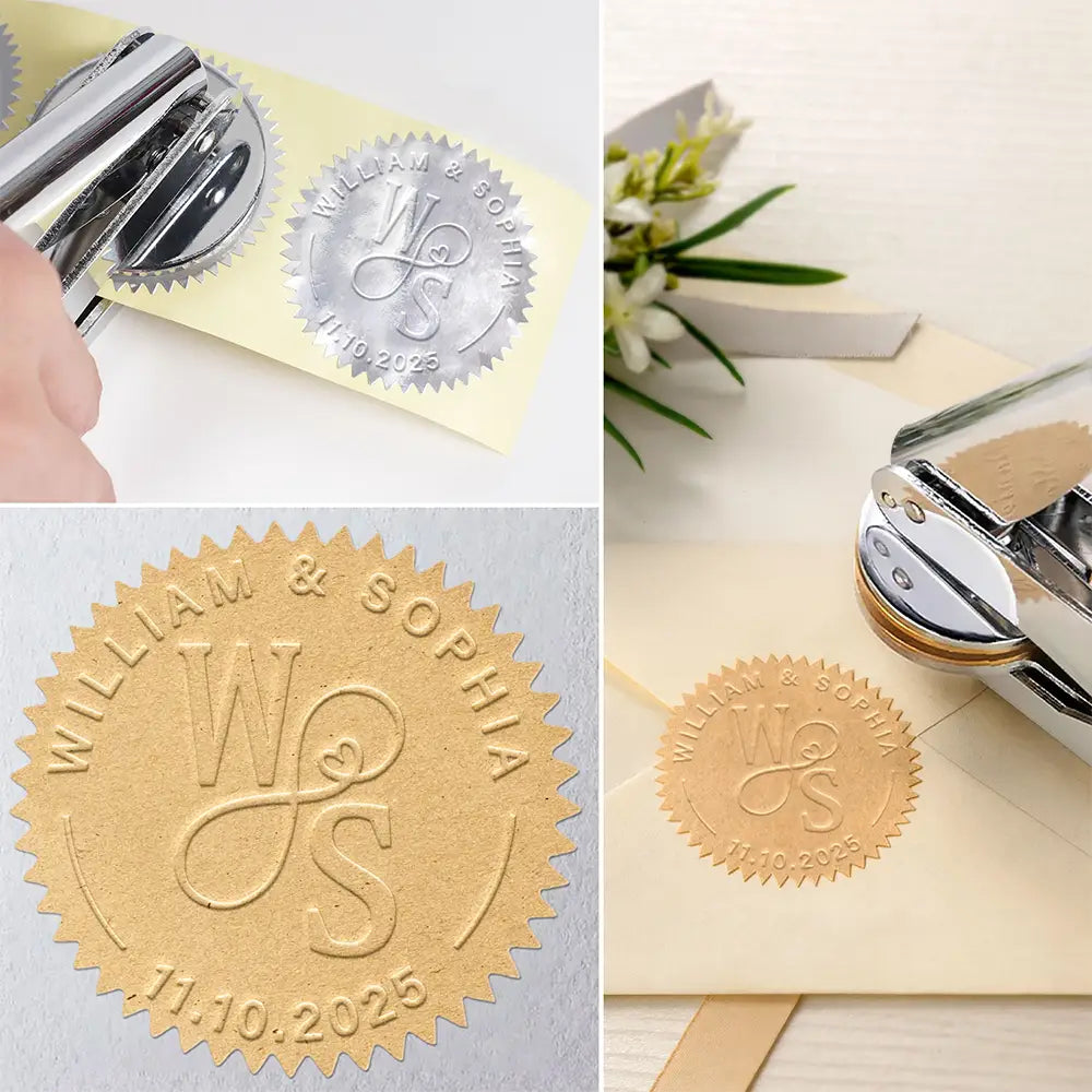 Love,Wedding,Wedding Anniversary,Gift For Couples,Engaged - Wedding Couple - Personalized Embosser Stamp