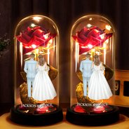 Gift For Couples,Old Couples,Gift For Husband,Gift For Wife,LGBT,Love,Married ,Engaged,Wedding,Wedding Anniversary - Wedding Couple - Personalized Everlasting Rose Dome Lamp