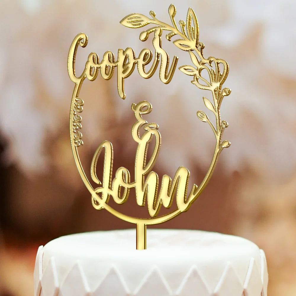 Romantic, Gift For Couples, Wedding, Custom Text - Wedding Couple Initials - Personalized Cake Topper