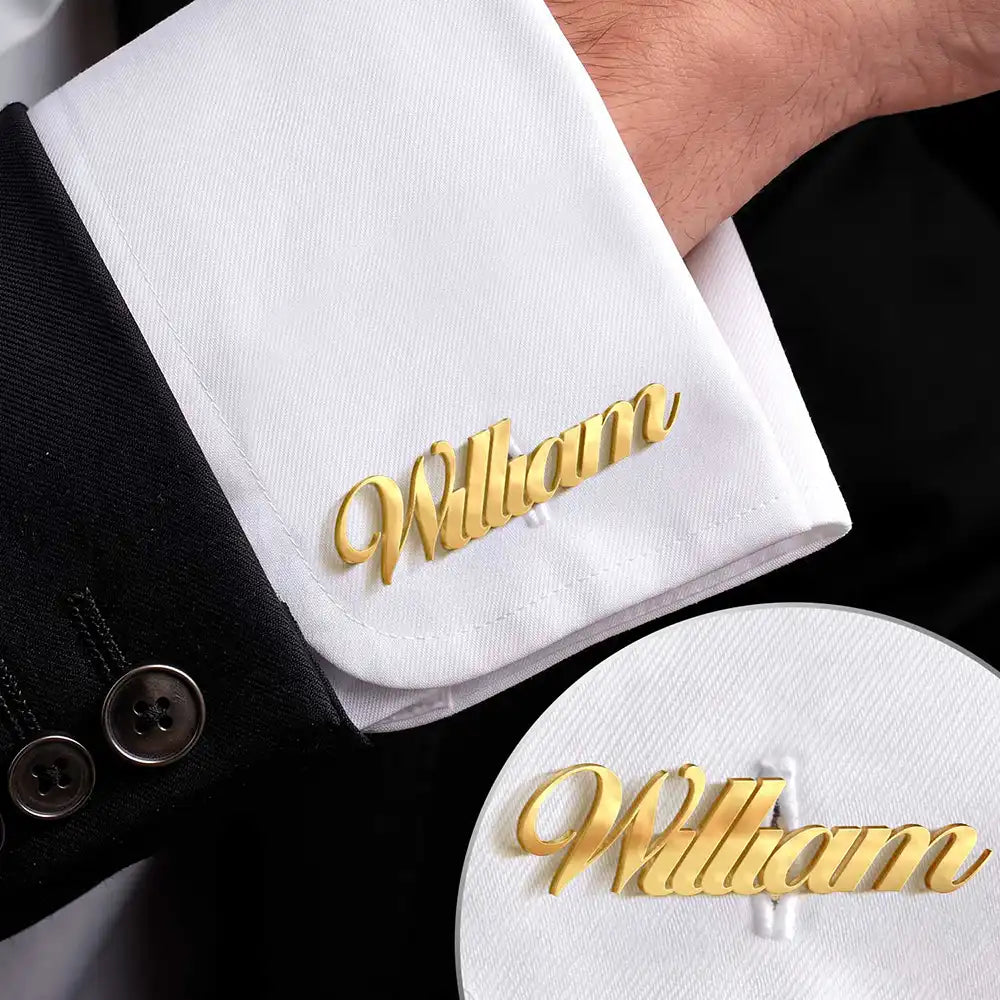 Wedding Men Groomsman Simple Name - Personalized Cufflinks