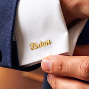 Gift For Men,Romantic,Gift For Yourself,Wedding,Custom Text - Wedding Men Groomsman Simple Name - Personalized Cufflinks