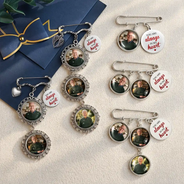 Custom Photo, Wedding, Gift For Yourself, Sympathetic, Upload Full Photo -Custom Photo Wedding Walking Beside You Memorial - Personalized Lapel Pin