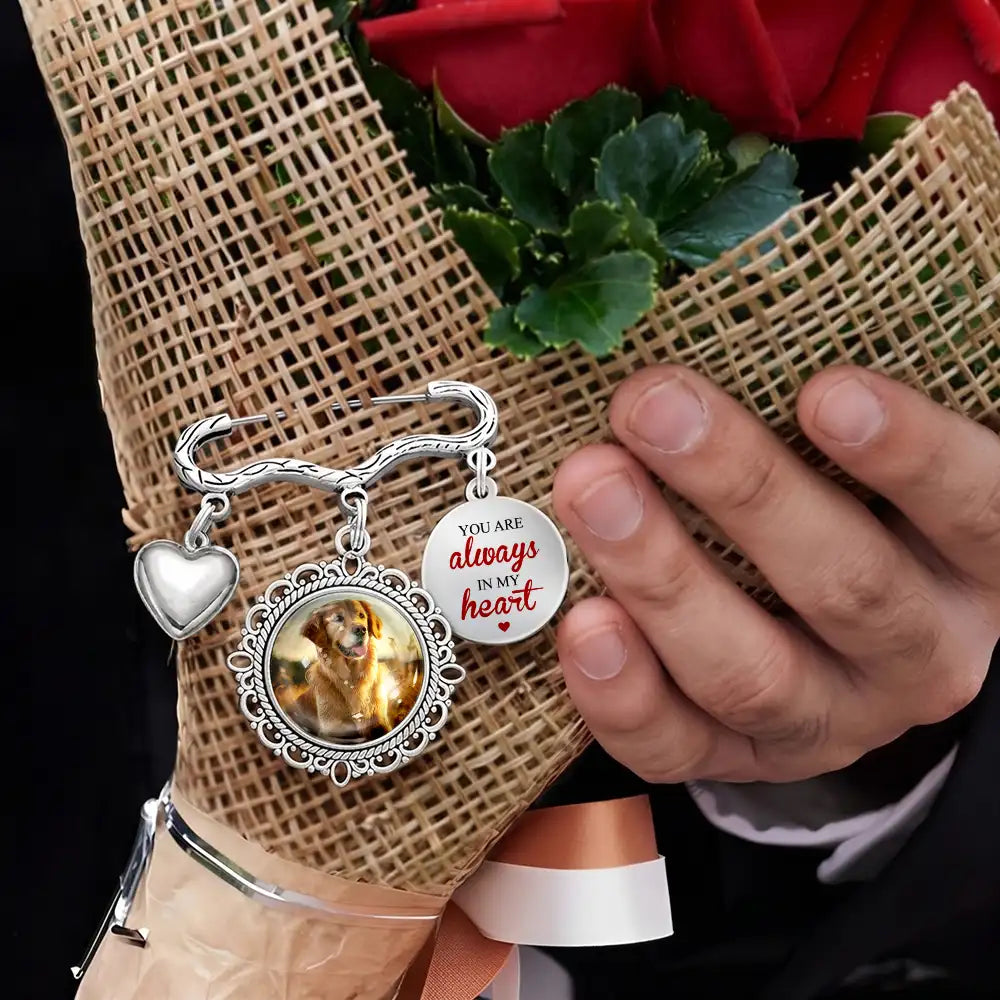 Custom Photo, Wedding, Gift For Yourself, Sympathetic, Upload Full Photo - Custom Photo Wedding Walking Beside You Memorial - Personalized Lapel Pin