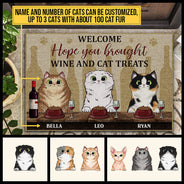 Welcome Hope You Brought Wine And Cat Treats, Cat Lover Gift, Custom Doormat